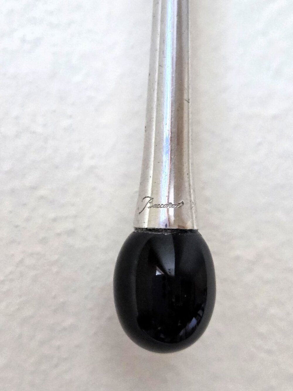 Baccarat Tentation France .925 Sterling Silver Black Crystal Drop on Triple Cord - Picture 10 of 13